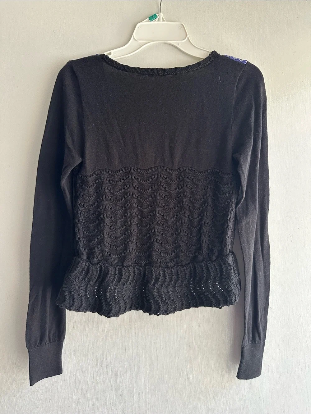 Vintage Free People Peplum crochet sweater size Small